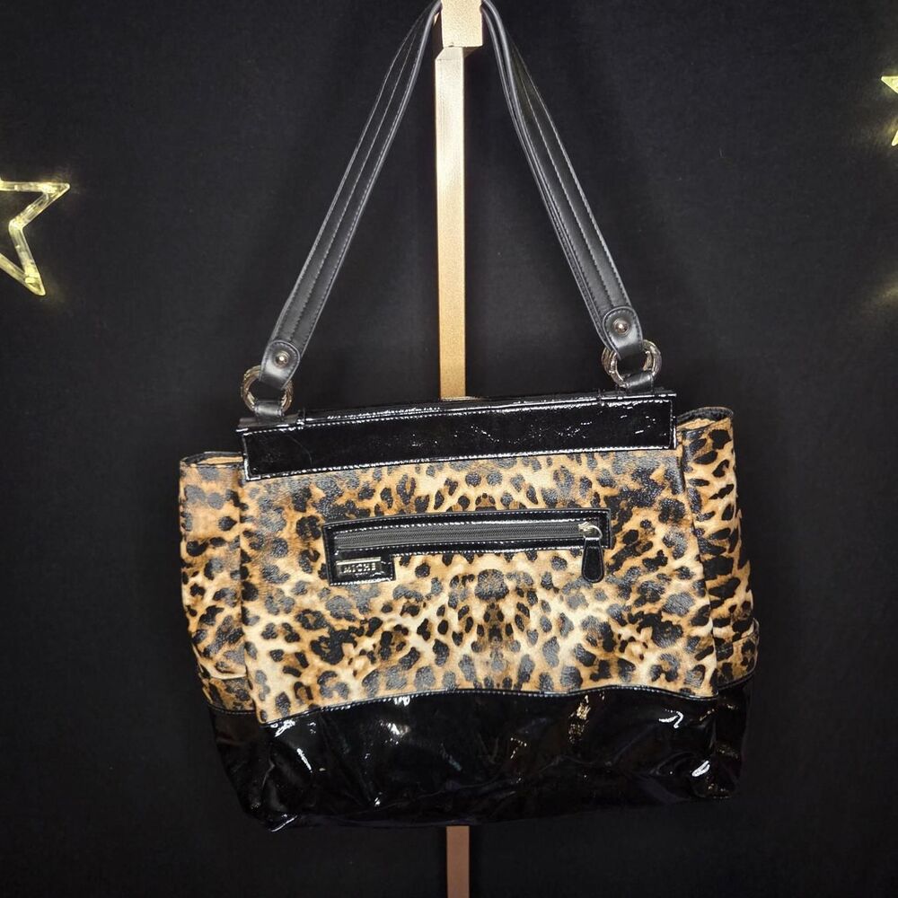 MICHE Leopard Print Faux Leather Tote Shoulder Bag Y2K Animal Print Magnetic